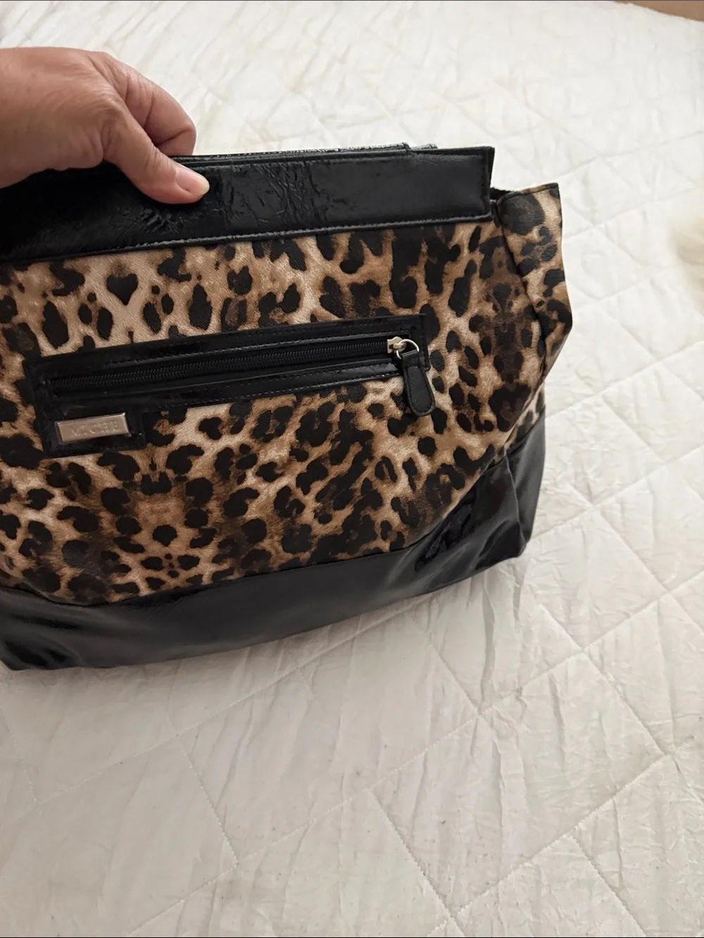 Miche Leopard Print Tote with Black Trim